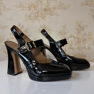 Sam Edelman Jildie black patent leather Mary Jane high block heel shoes 9 US